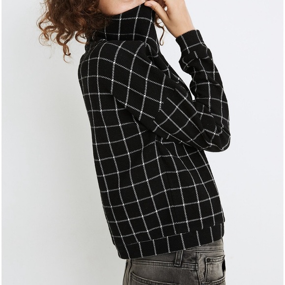 Madewell Textured Turtleneck Top in Windowpane Pattern Size XXS - Picture 2 of 8